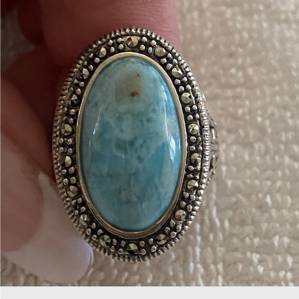 Vintage Dallas Prince Sterling Silver Larimar Ring - Size 9